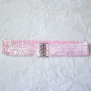 Pink Sequin Stretch Accent Belt
